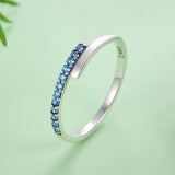 S925 sterling silver blue charm ring oxidized zircon ring