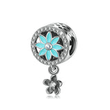 Flower Crystal Zircon beads charms Sterling Silver Beaded Ornament Bracelet Beads Pendant Accessories