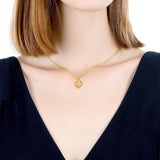 18K Gold Fashion Exquisite Double Love Hollow Necklace