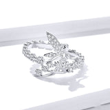 Flower Elf Finger Rings for Women authentic 925 Sterling Silver CZ Wedding Statement Jewelry Accessories