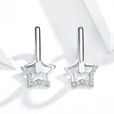 Statement Wedding Jewelry Clear CZ Earrings with Star Women Genuine 925 Sterling Silver Fine Jewelry