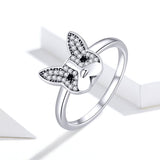 S925 Sterling Silver Method Bucket Ring oxidized Zirconia Puppy Ring