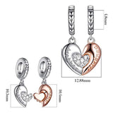 Mom Mother Daughter Heart Love Charms Dangle Charm Bead Set Fit Pandora Bracelet for European Snake Chain 925 sterling silver Pendant for Necklace