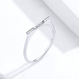 S925 Sterling Silver U-shaped Ring White Gold Plated Cubic Zirconia Ring