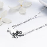 S925 sterling silver dynamic puzzle pendant necklace oxidized zircon necklace
