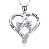 Engraved: my friends my sisters necklace double heart pendant necklace