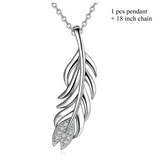 925 Sterling Silver Branch of Tree Leaves Clear CZ Pendant Necklaces for Women Sterling Silver Jewelry