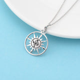 Necklace Gifts for Women, Graduation Sterling Silver Compass Necklace, Retirement Jewelry,