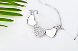 Three Love-Linked Zircon Necklace Fashion Girl Necklace 925 Sterling Silver
