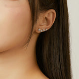 Shining Star Long Stud Earrings for Women 925 Sterling Silver Zirconia Statement Jewelry Boucles Brincos Bijoux