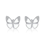 White Enamel Butterfly Stud Earrings