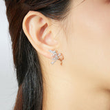 Stud Earrings for Women Authentic 925 Sterling Silver Elf Fairy Flower Ear Pins New Fashion