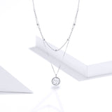 S925 sterling silver white gold plated awn star pendant necklace