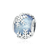925 Sterling Silver Crystal Snowflake Beads For Charm Style	Fashion Jewelry For Women