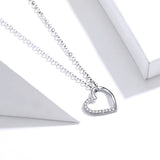 925 Sterling Silver Romantic Heart Shape Chain Pendant Necklace Precious Jewelry For Women