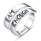 IAM ENOUGH S925 sterling silver wrapped in a circle of half letter rings