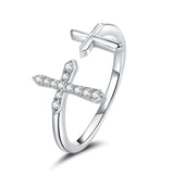 925 Sterling Silver Beautiful Cross Finger Rings Fashion Wedding Jewelry For Gift