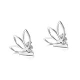Latest Womens Water Lily Lotus Shape Earrings Silver Stud Earrings