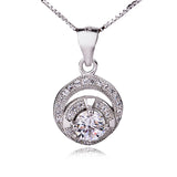 Double-Circle Hollow Zircon Necklace Elegant Lady Necklace White Gold Plated Necklace