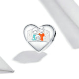 925 Sterling Silver Warm Family Heart Charm for DIY Bracelets Style Precious Jewelry For Women