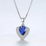 Fashion Drop Birthstone Heart Shaped Zircon Pendant Atmosphere Sterling silver Necklace  for women