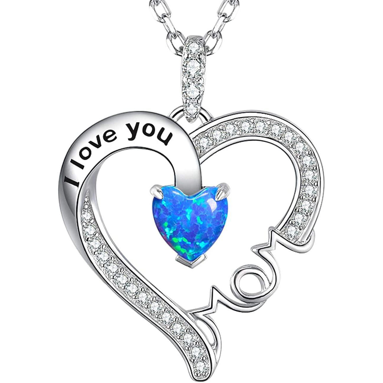 Birthstone Blue Opal Necklace