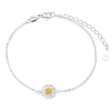 Small Daisy Flower Bracelet S925 Sterling Silver yellow Gold Sun Flower Bracelet