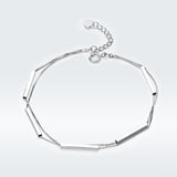 S925 Sterling Silver White Gold Plated Geometric Rod Double Bracelet
