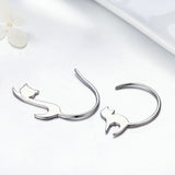 Animal Collection 925 Sterling Silver Cute Napping Little Cat Drop Earrings for Women Sterling Silver Jewelry Gift