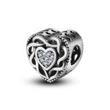 Hollow Heart Shaped zircon Beads Accessories  Sterling Silver Beaded Jewelry Accessories