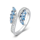 925 Sterling Silver Butterfly Shape Light BlueFinger Rings for Girlfriend Engagement Jewelry