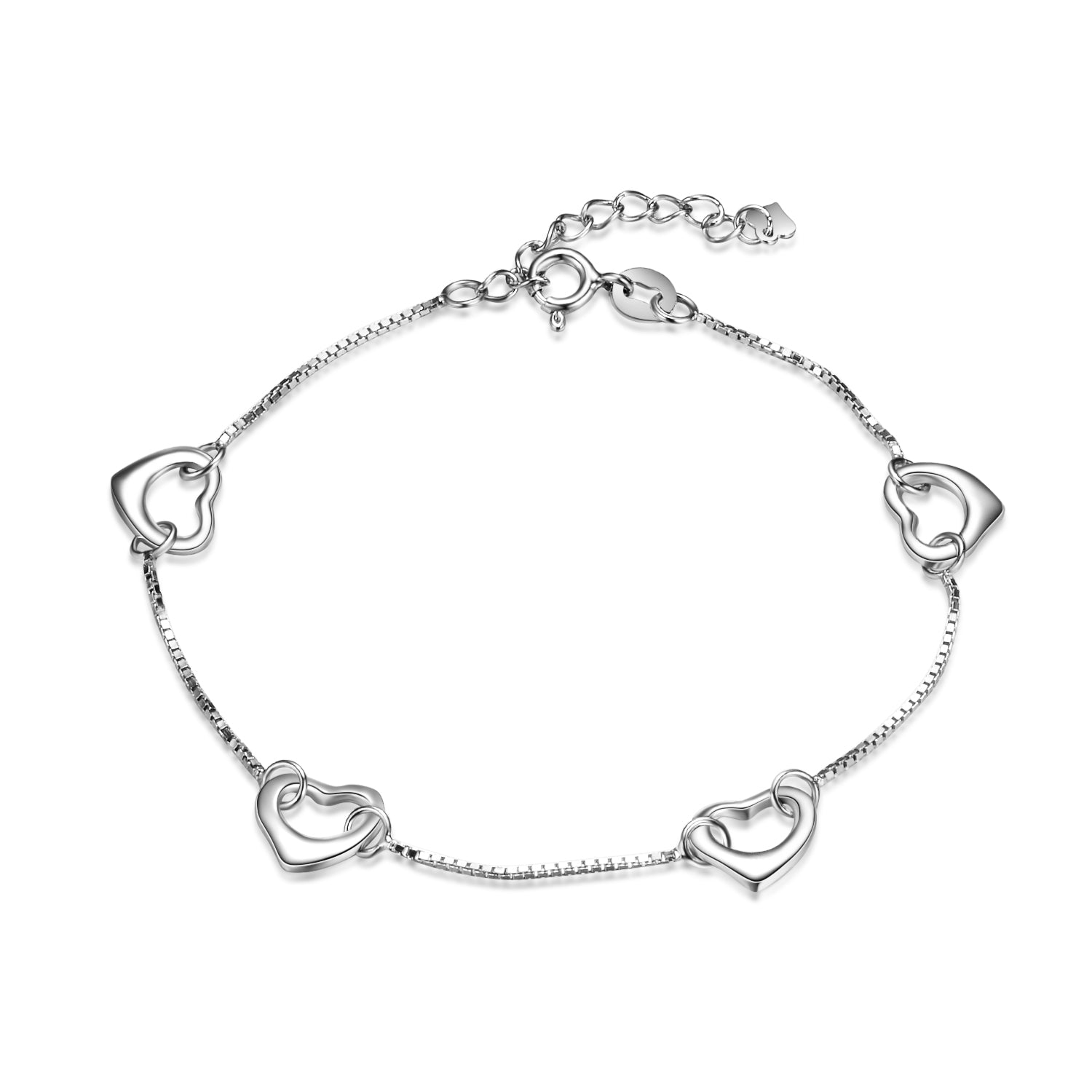 Loving Heart Lovely Girl Bracelet With Adjustable Extension Chain
