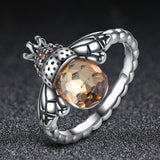 S925 sterling silver bee ring oxidized zircon ring