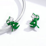 925 Sterling Silver Cute Baby Crocodile Animal Charm Fit DIY Charm Precious Jewelry For Women