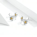 925 Sterling Silver Sakura Floral Branch Tiny Earrings for Women Sterling Silver 925 Vivid 3D Flower Fine Jewelry