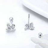 Fashion 925 Sterling Silver Tree of Life Dazzling CZ Tree Leaves Stud Earrings For Women Sterling Silver Jewelry