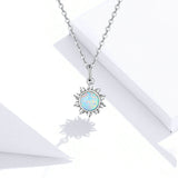 925 Sterling Silver White Sunflower Pendant Necklace for Women Fashion Necklaces Jewelry