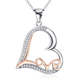 Love Engraved In Heart Pendant Necklace For Valentine'S Day