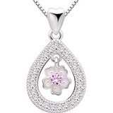 Sterling Silver Endless Love Cubic Zirconia Flower Pendant Necklace