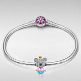 Mothers Day Gifts for Mom Princess Bear 925 Sterling Silver AAA CZ Pink Enamel Animal Bead Charms, Ideal Gifts for Granddaughter