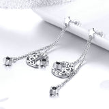 925 Sterling Silver Star and Moon Long Chain Drop Earrings for Women and Girlfriend Fashion Jewelry