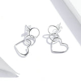 925 Sterling Silver Simple Heart Drop Earrings Precious Jewelry For Women