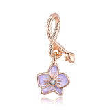 925 Sterling Silver Rose Gold Flower Beads Charm For DIY Bracelet  Fashion Jewelry For Women