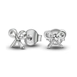 S925 sterling silver cute Ribbon Bow earrings simple wild hypoallergenic earrings accessories