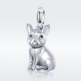 S925 Sterling Silver Oxidized French Bulldog Charms