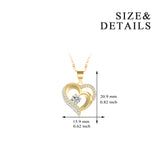 18K Gold European And American Fashion Explosion Double Heart Shaped Zircon Pendant Necklace