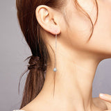 Long Chain Dangle Earrings for Women 925 Sterling Silver Colorful CZ Ball Beads Drop Earrings Girl Bijoux