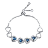 Crystal Loving Heart Bracelet Colorful Gemstone Adjustable Bracelet