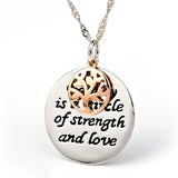 Family is a circle of strength and love necklace engraved jewelry silver