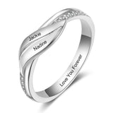 Personalized 2 Names Rings for Women Geometric Customized Engraved Ring with Zirconia Wedding Jewelry